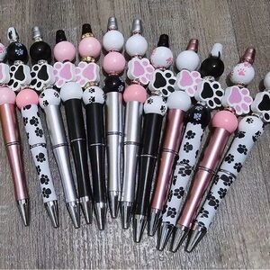 Pawprint themed wooden beaded pens